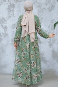 Modest Khaki Floral Dress 22053HK - 4