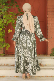 Modest Khaki Floral Dress 22681HK - 3