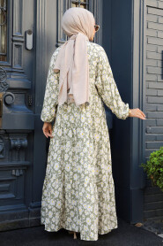 Modest Khaki Floral Dress 23586HK - 4