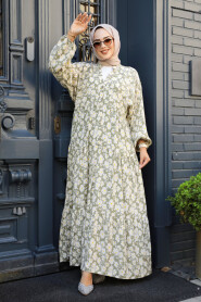 Modest Khaki Floral Dress 23586HK - 3