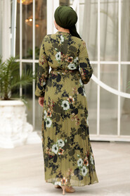 Modest Khaki Floral Long Dress 22352HK - 5