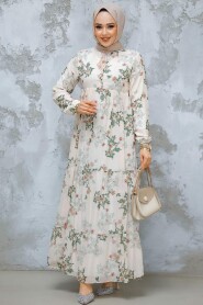 Modest Khaki Floral Maxi Dress 22054HK - 2