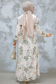 Modest Khaki Floral Maxi Dress 22054HK - 3