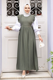 Modest Khaki Gilet Dress 17051HK - 3