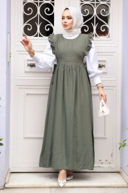 Modest Khaki Gilet Dress 17051HK - 2