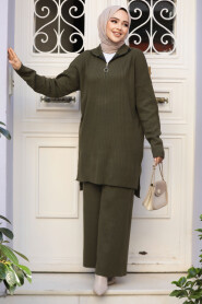Modest Khaki Knitwear Dual Suit 50627HK 