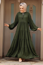 Modest Khaki Long Dress 10216HK - 2