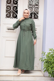 Modest Khaki Long Dress 17131HK - 2