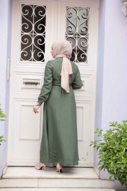 Modest Khaki Long Dress 17131HK - 3