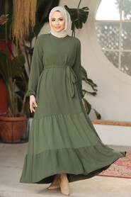 Modest Khaki Long Dress 57351HK - 1