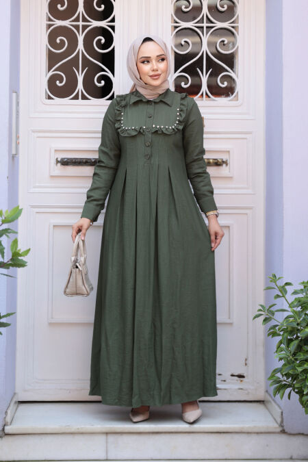 Modest Khaki Long Dress 7224HK - NEVA STYLE