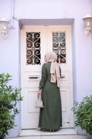 Modest Khaki Long Dress 7224HK - 3