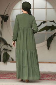 Modest Khaki Long Sleeve Dress 22051HK - 6