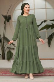 Modest Khaki Long Sleeve Dress 22051HK - 2