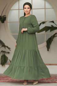 Modest Khaki Long Sleeve Dress 22051HK - 3