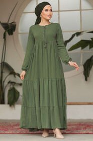 Modest Khaki Long Sleeve Dress 22051HK - 4