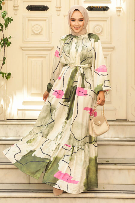 Modest Khaki Long Sleeve Dress 23156HK - NEVA STYLE