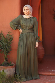 Modest Khaki Long Sleeve Evening Dress 46221HK - 2