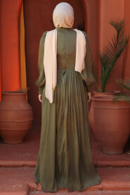 Modest Khaki Long Sleeve Evening Dress 46221HK - 3