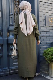 Modest Khaki Long Sleeve Knitwear Dress 100013HK - 4