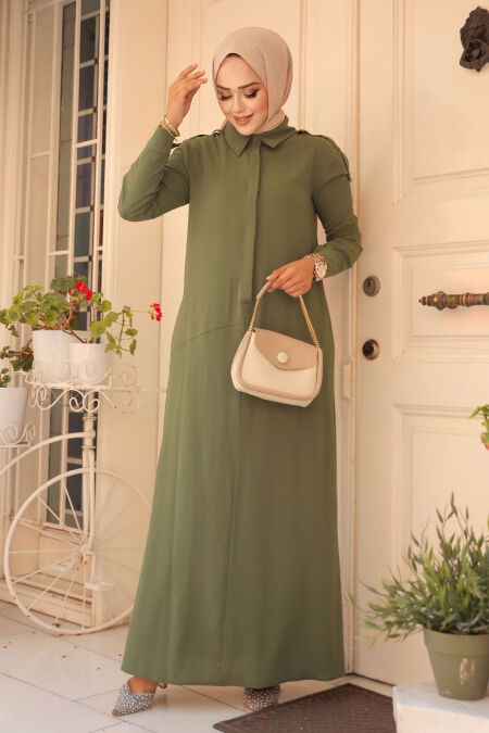 Modest Khaki Maxi Dress 12501HK - NEVA STYLE
