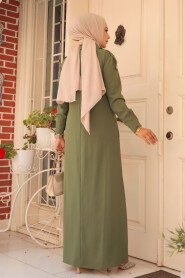 Modest Khaki Maxi Dress 12501HK - 3