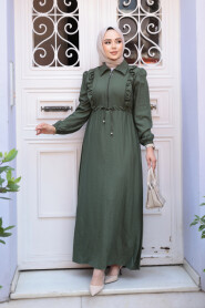 Modest Khaki Maxi Dress 17021HK - 2