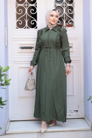 Modest Khaki Maxi Dress 17021HK 