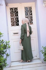 Modest Khaki Maxi Dress 17021HK - 3