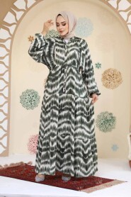 Modest Khaki Maxi Dress 235806HK - 3