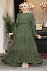 Modest Khaki Maxi Dress 57353HK - 1