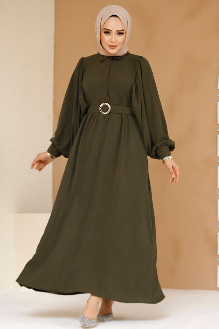 Modest Khaki Pastel Dress 60140HK - NEVA STYLE