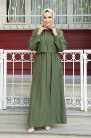 Modest Khaki Pastel Dress 7253HK - 3