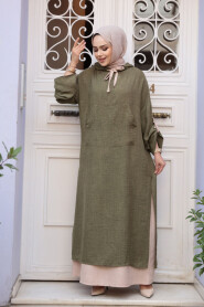 Modest Khaki Pastel Dress 76612HK - 2