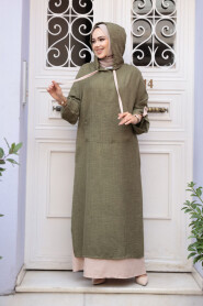 Modest Khaki Pastel Dress 76612HK - 3