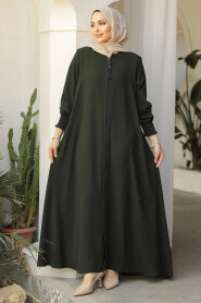 Modest Khaki Plus Size Abaya 26302HK - 3