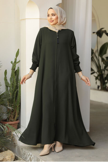Modest Khaki Plus Size Abaya 26302HK - NEVA STYLE