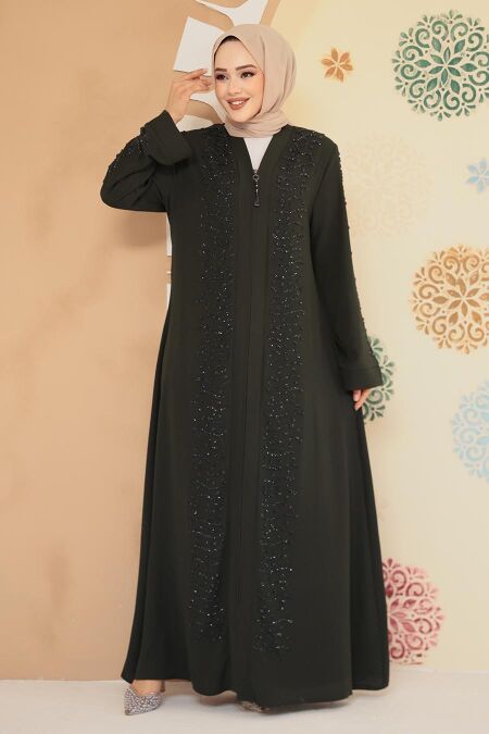 Modest Khaki Plus Size Abaya 29127HK - NEVA STYLE
