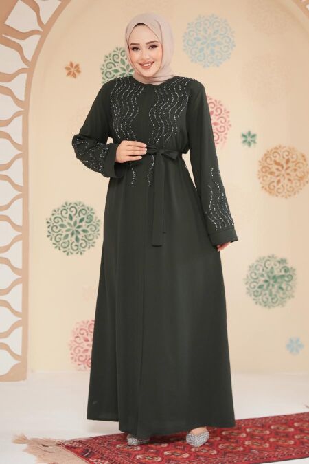 Modest Khaki Plus Size Abaya 29130HK - NEVA STYLE