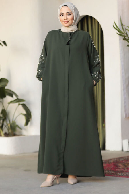 Modest Khaki Plus Size Abaya 62701HK - NEVA STYLE