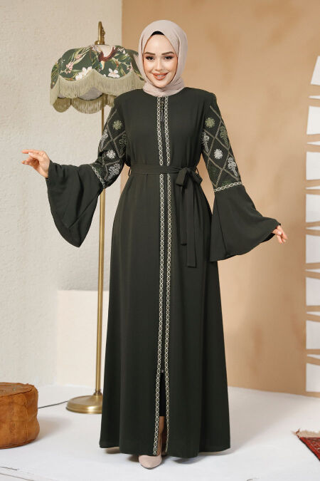 Modest Khaki Plus Size Abaya Dubai 90311HK - NEVA STYLE