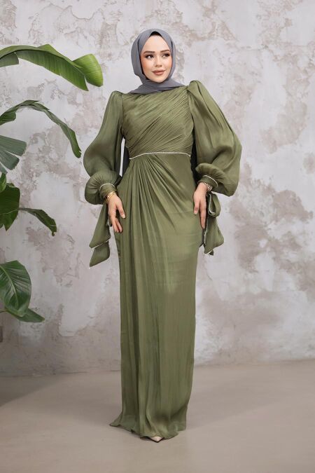Modest Khaki Plus Size Evening Dress 50193HK - NEVA STYLE