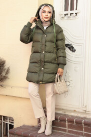 Modest Khaki Puffer Coat 80191HK - 3