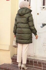 Modest Khaki Puffer Coat 80191HK - 4