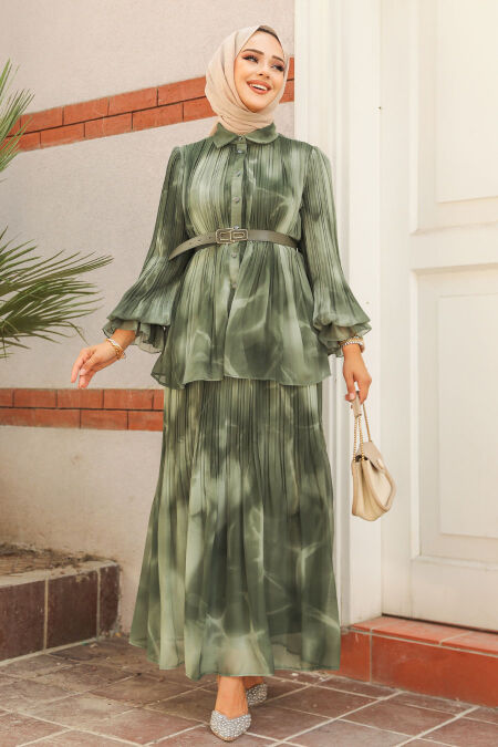 Modest Khaki Skirt Dual Suit 45291HK - NEVA STYLE