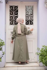 Modest Khaki Skirted Dual Suit 4458HK - 3