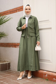 Modest Khaki Skirted Dual Suit 44723HK - 1