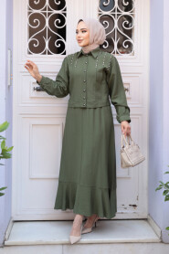 Modest Khaki Skirted Dual Suit 44741HK 