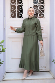 Modest Khaki Skirted Dual Suit 44741HK - 2