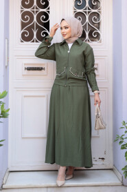 Modest Khaki Skirted Dual Suit 44751HK - 2